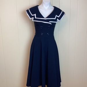 COPY - Bettie Page Navy Blue sailor dress never worn tags on size Medium WITH P…